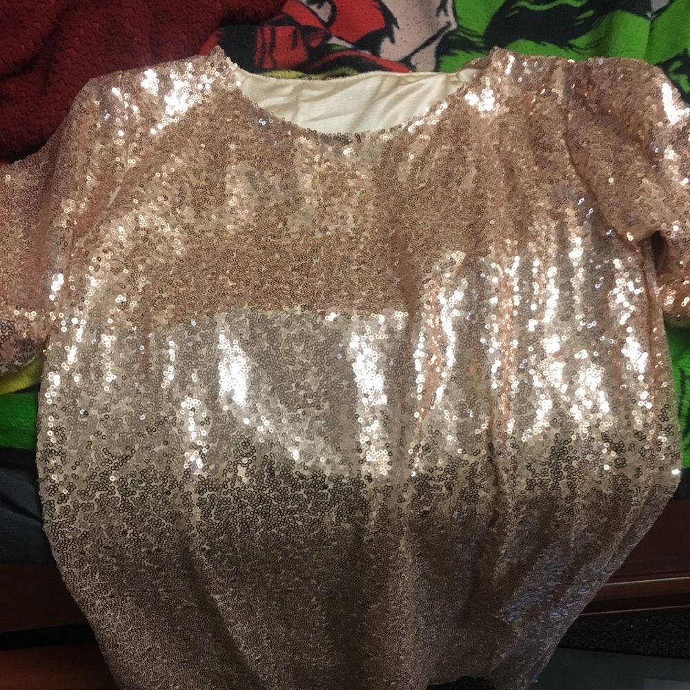 Rose gold sequin dress